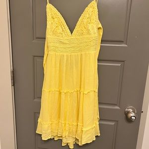Yellow Dress with Lace Top